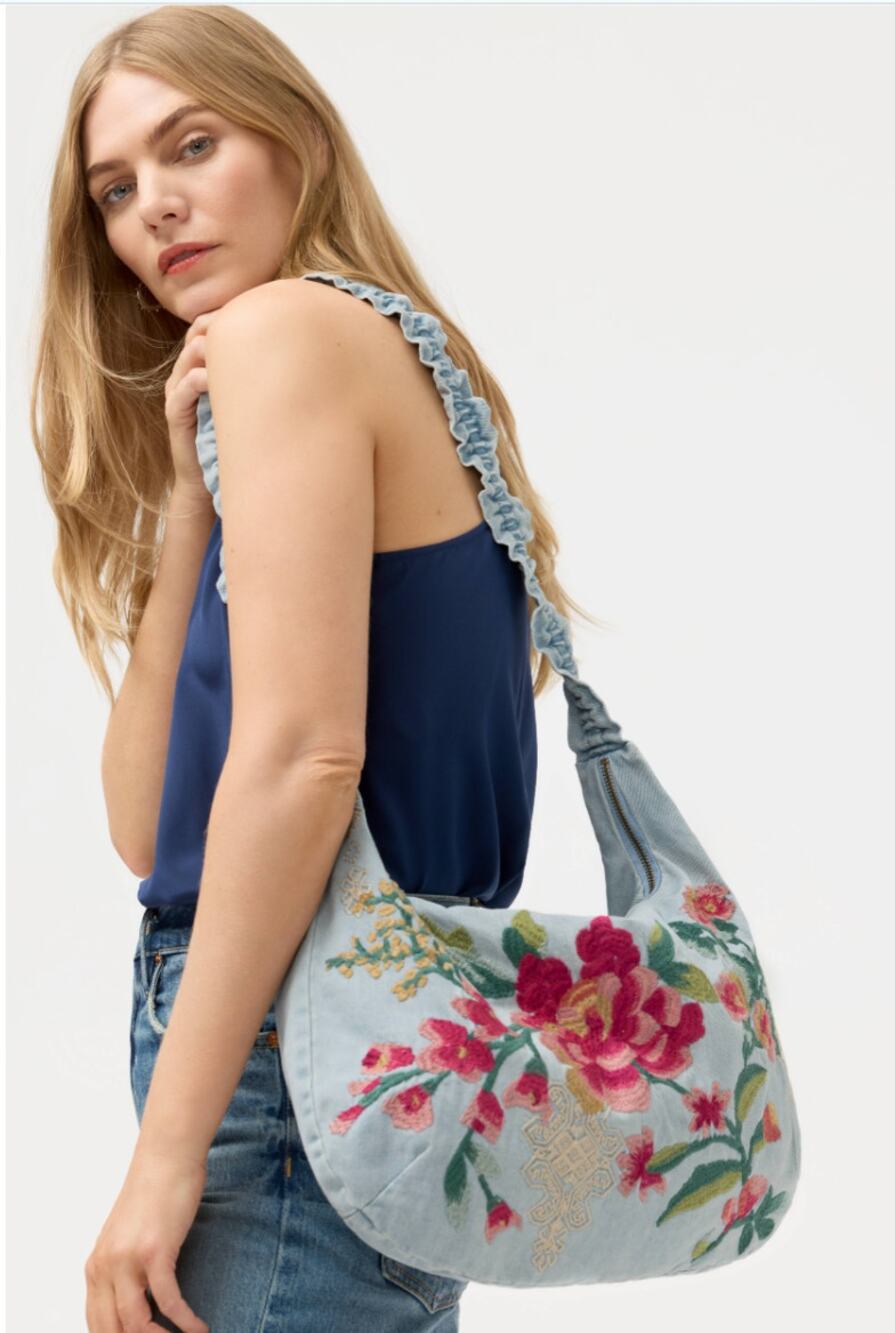 Johnny Was RUCHED STRAP CROSSBODY BAG NEW